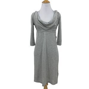 Dept Metallic Dress Womens XS Extra Small 3/4 Sleeve Low Cut Cowl Neck Stretch